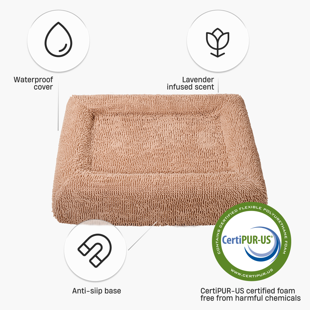 Premium Orthopedic Memory Foam Dog Bed - Brown (Large)
