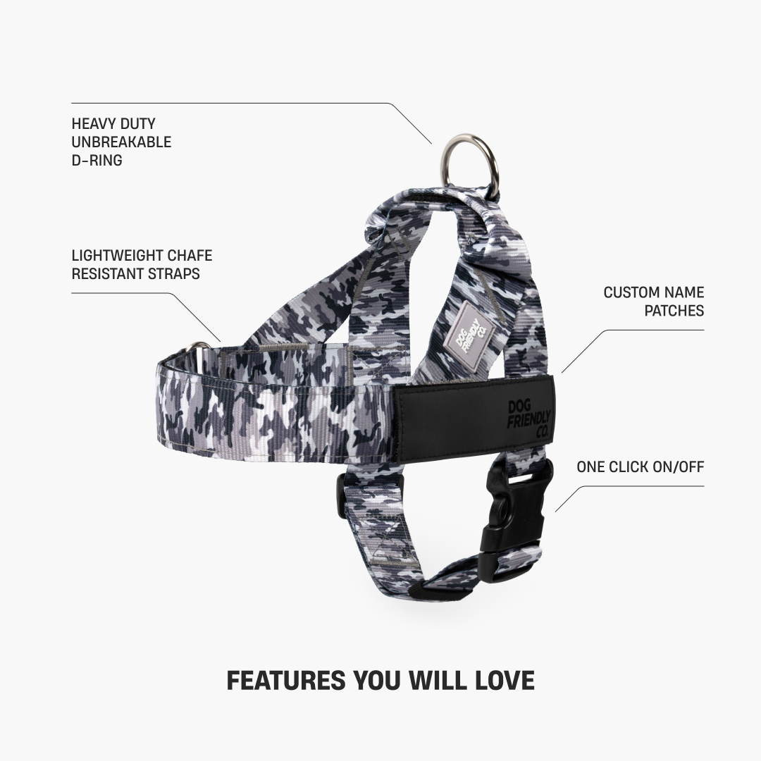 Dog Harness - Grey Camo